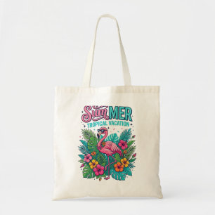 Bolso De Tela Flamenco Rosa Floral Tropical - vacaciones de vera