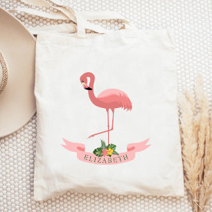 Bolso De Tela Flamenco Rosa Personalizado Mono Lindo