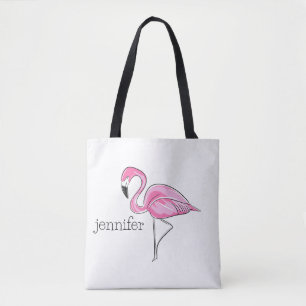 Bolso De Tela Flamenco Rosa Personalizado Preppy