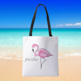 Bolso De Tela Flamenco Rosa Personalizado Preppy Tropical