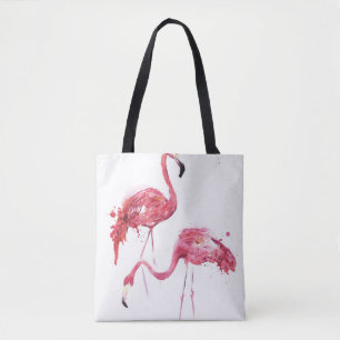 Bolso De Tela Flamencos acuarelas, Diseño Elegante.