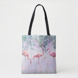 Bolso De Tela Flamencos rosados de la familia Tropical Cute