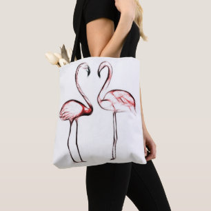 Bolso De Tela Flamencos Rosados Melocotón Tropical