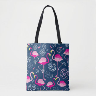 Bolso De Tela Flamencos rosados: Patrón oscuro gráfico