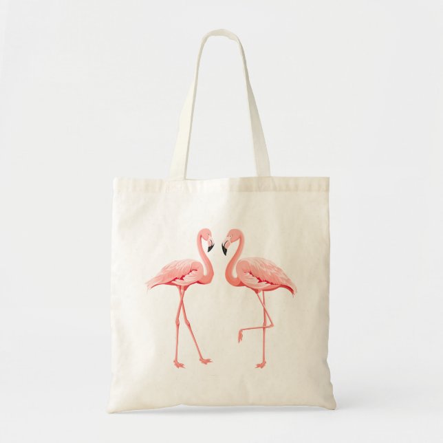 Bolso De Tela Flamencos rosados tropicales - Boda, ducha de novi (Frente)