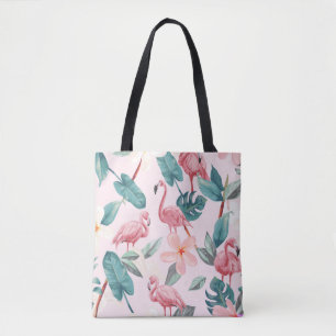 Bolso De Tela flamencos sin costura y flores tropicales ilustran