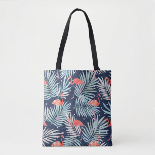 Bolso De Tela Flamingo acuarela: Elegancia tropical rosa.
