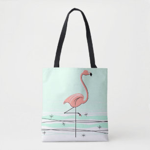 Bolso De Tela Flamingo Aqua por todo el tote