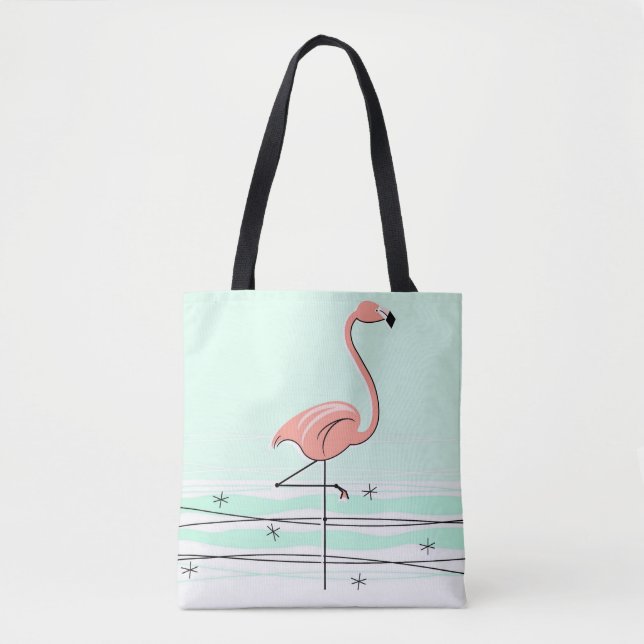 Bolso De Tela Flamingo Aqua por todo el tote (Anverso)