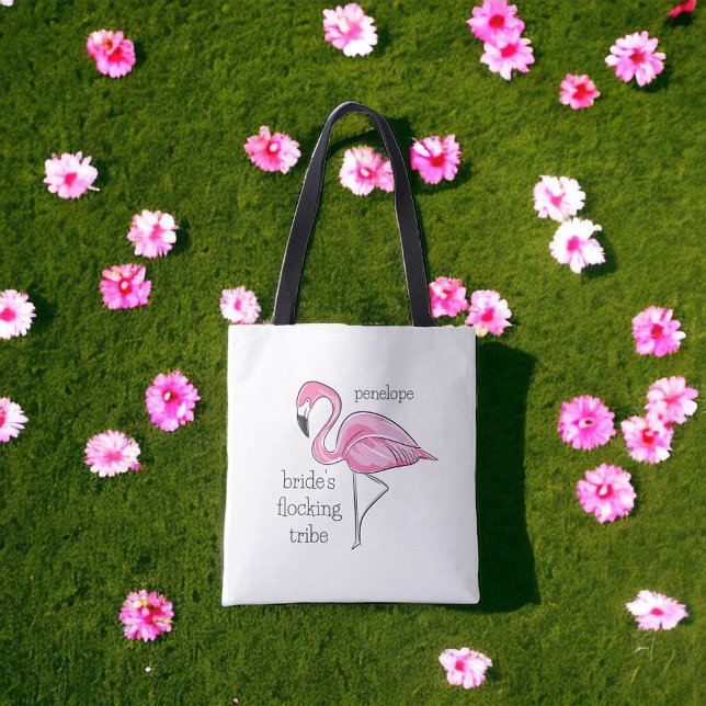 Bolso De Tela Flamingo Bachelorette Bride nombre de tribu de esc (Subido por el creador)