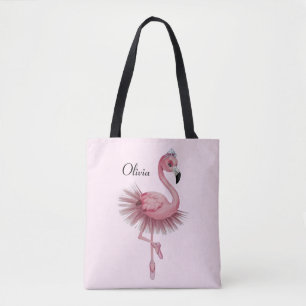 Bolso De Tela Flamingo Ballet Dancer Personalizado