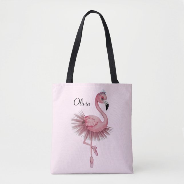 Bolso De Tela Flamingo Ballet Dancer Personalizado (Anverso)