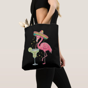 Bolso De Tela Flamingo Beber Margarita Gracioso Poncho Mexicano