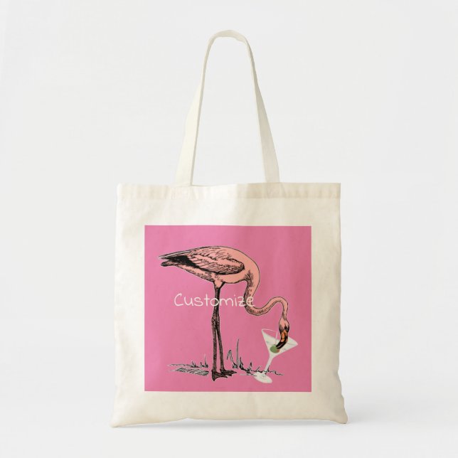 Bolso De Tela Flamingo Beber Martini Thunder_Cove (Frente)