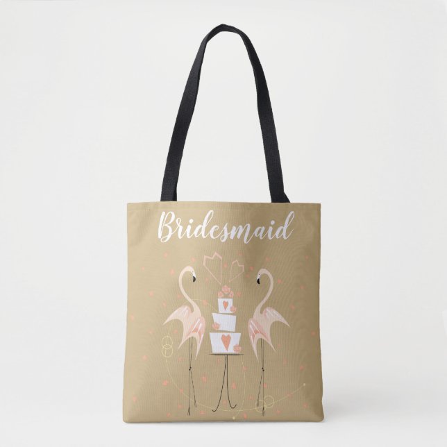 Bolso De Tela Flamingo Boda Bridesmaid multi back (Anverso)