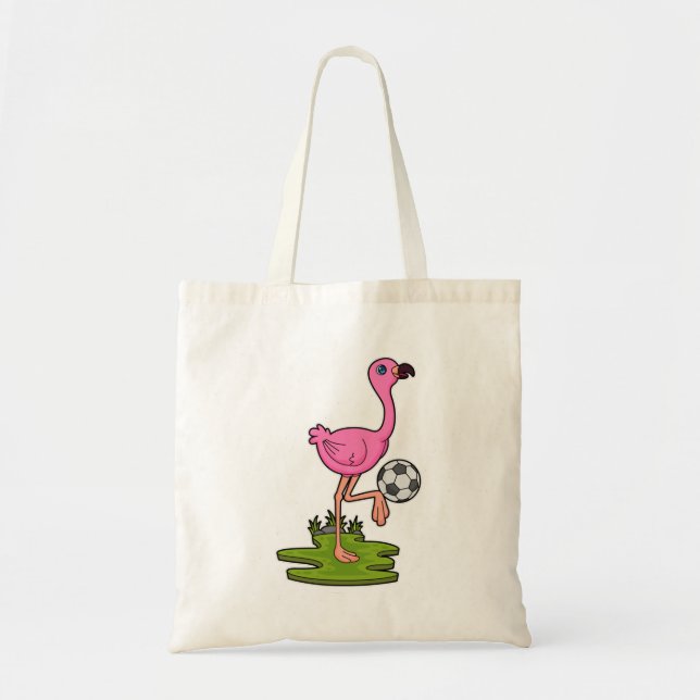 Bolso De Tela Flamingo como jugador de fútbol con fútbol (Frente)