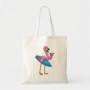 Bolso De Tela Flamingo como surfista con Surfboard