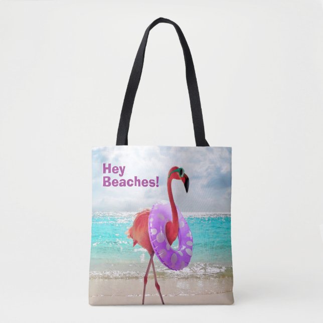 Bolso De Tela Flamingo Con Tubo Interior (Anverso)