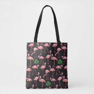 Bolso De Tela Flamingo Elegance: Vieja Monstera Fusión.