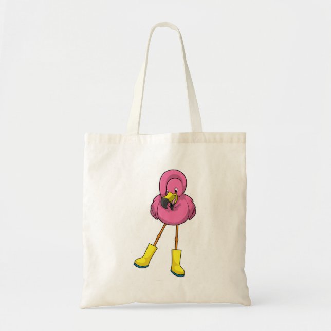 Bolso De Tela Flamingo en Lluvia con botas de goma (Frente)