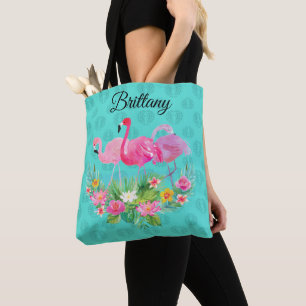 Bolso De Tela Flamingo floral de Isla Tropical