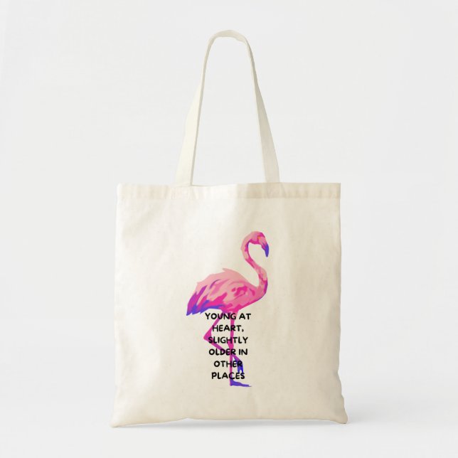 Bolso De Tela Flamingo Joven De Corazón Divertido Cita (Frente)