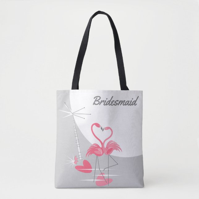 Bolso De Tela Flamingo Love Large Moon Bridesmaid toalla (Anverso)