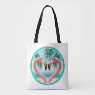 Bolso De Tela Flamingo Love (Valentine tropical)