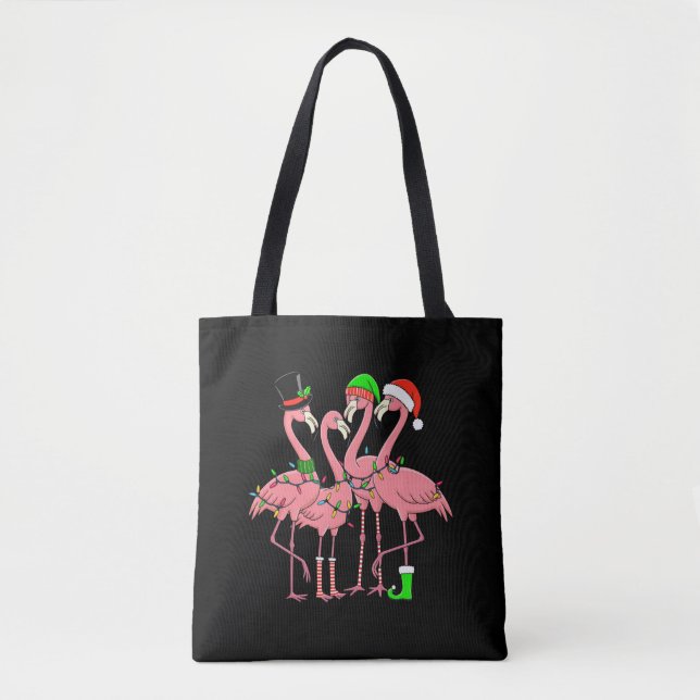 Bolso De Tela Flamingo Merry Christmas Funny Flamingo Lover Rega (Anverso)