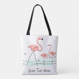 Bolso De Tela Flamingo Ocean Trio 2 Texto por todo el tote