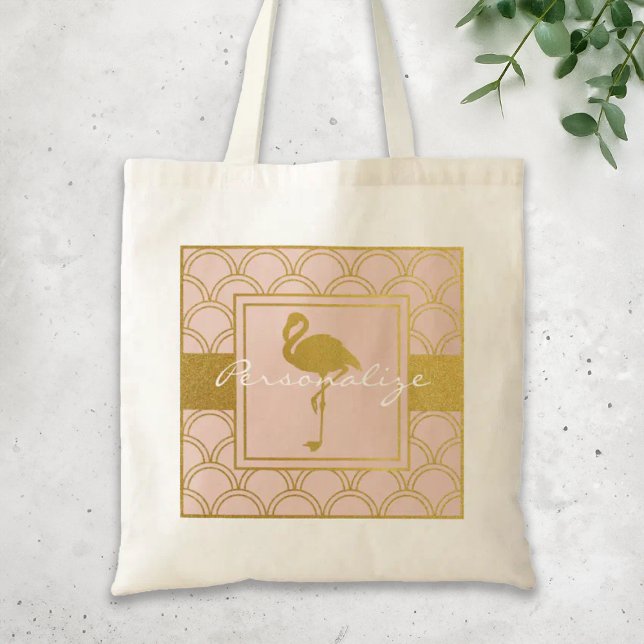 Bolso De Tela Flamingo Purpurina rosa y dorado moderno (Subido por el creador)