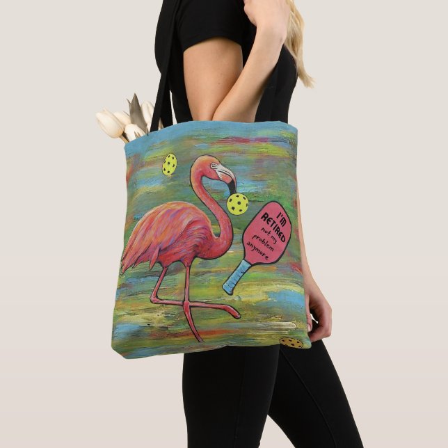 Bolso De Tela Flamingo retirado jugando a la acuarela del balonc (Detalle)