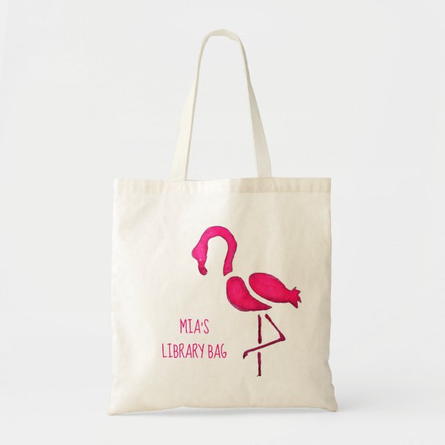 Bolso De Tela Flamingo rosa arte pop único (Frente)