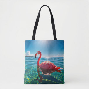Bolso De Tela Flamingo Rosa Bajo El Cielo
