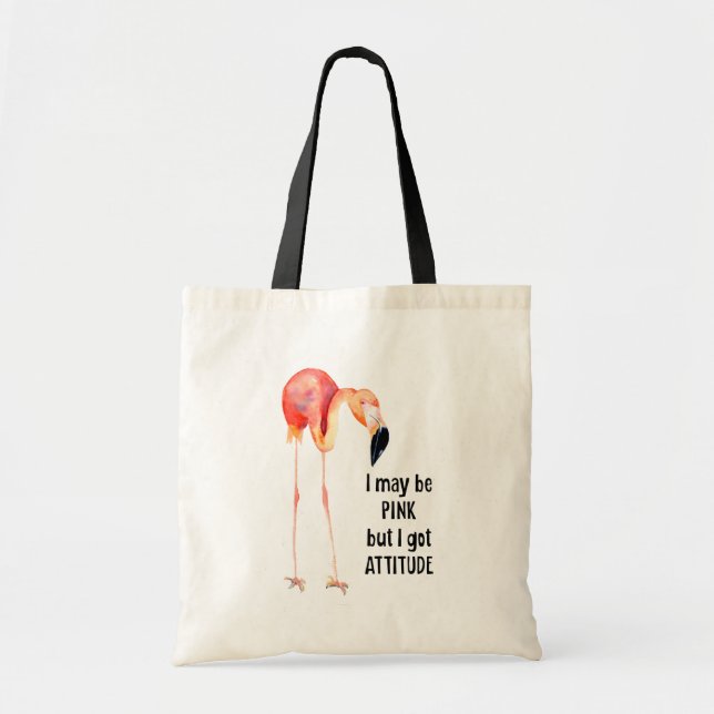 Bolso De Tela Flamingo rosa femenino con actitud (Frente)