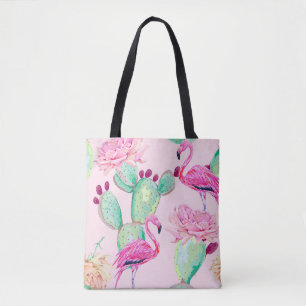 Bolso De Tela Flamingo rosa, pájaros exóticos, flores suaves, ro