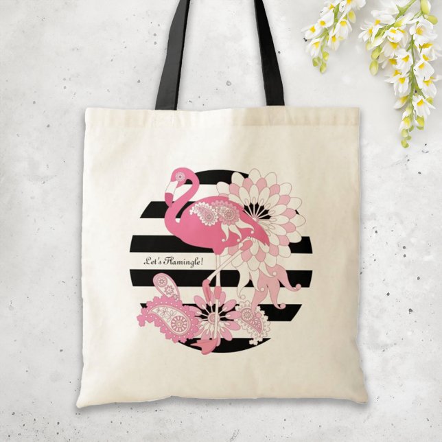 Bolso De Tela Flamingo rosado moderno en franja negra (Subido por el creador)