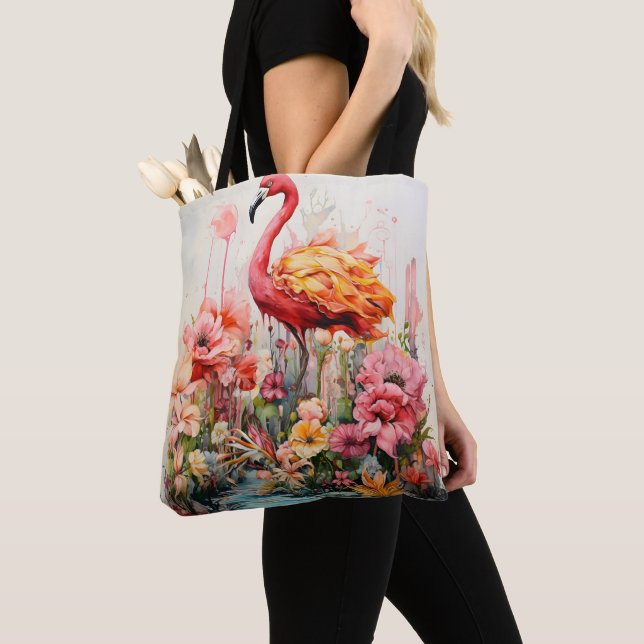 Bolso De Tela Flamingo Tropical Fantasy Paradise Bloom (Detalle)