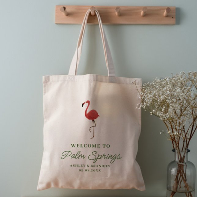 Bolso De Tela Flamingo Tropics Beach Hotel Wedding Welcome (Subido por el creador)