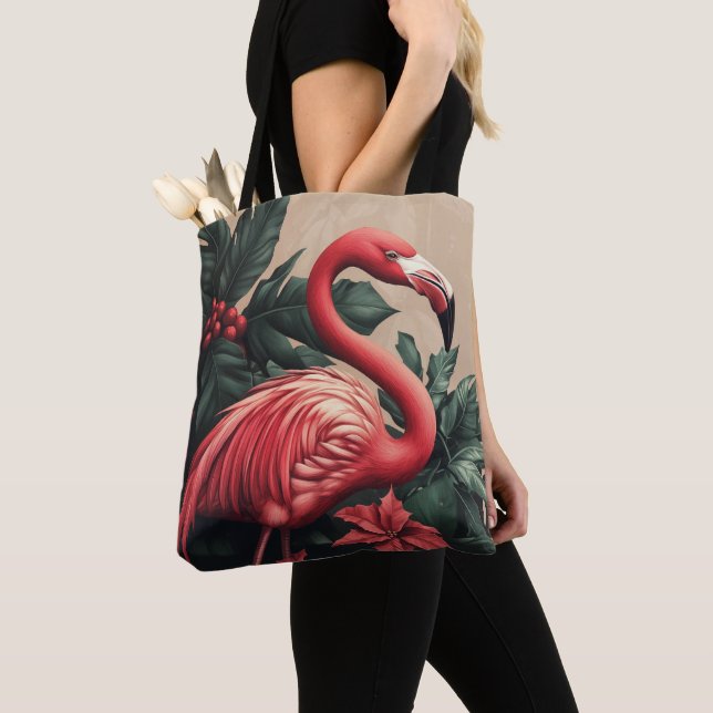 Bolso De Tela Flamingo y Poinsettia (Detalle)