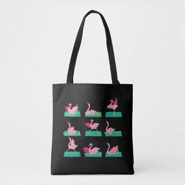 Bolso De Tela Flamingo Yoga Poses Ejercicio De Meditación (Anverso)