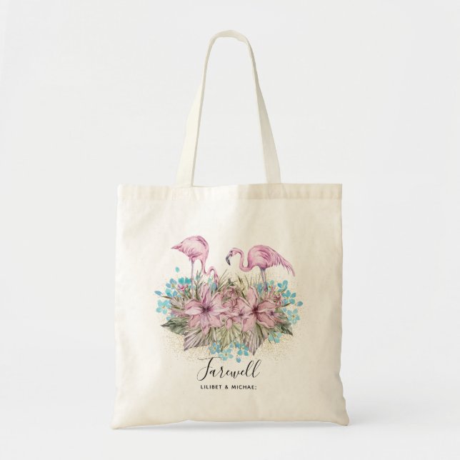 Bolso De Tela Flamingos Adiós amigos del regalo de Voyage (Frente)