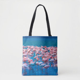 Bolso De Tela Flamingos africanos. Grupo de flamencos de pie en