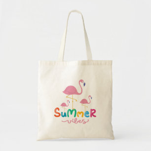 Bolso De Tela Flamingos de Vibraciones Veraniegas para Mujeres