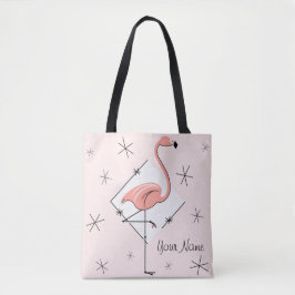 Bolso De Tela Flamingos Diamantes rosados por todas partes