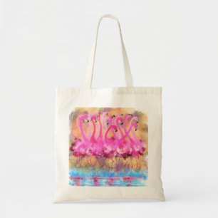 Bolso De Tela Flamingos rosados Love Dance - Pintura original de