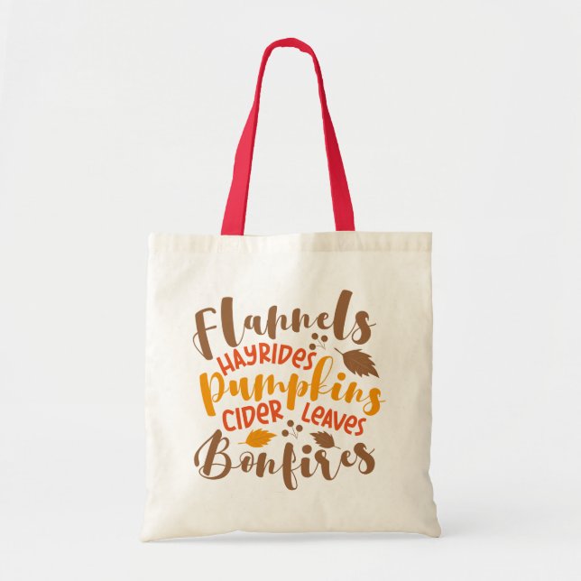 Bolso De Tela Flandes Hay Rides Pumpkins Cider Sale Fuegos (Frente)
