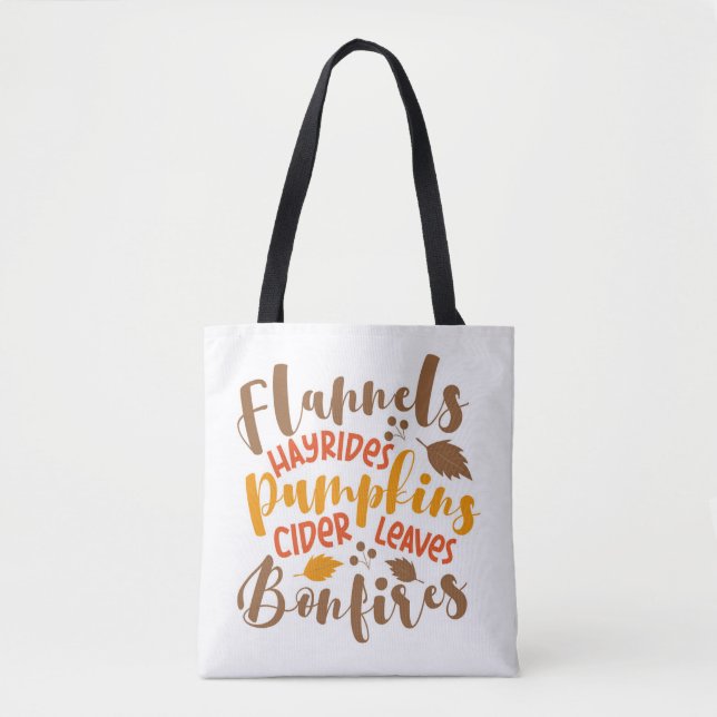 Bolso De Tela Flandes Hay Rides Pumpkins Cider Sale Fuegos (Anverso)
