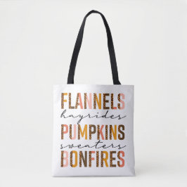Bolso De Tela Flanels Hayrides Pumpkins Sweaters Bonfires Textos