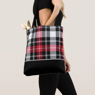 Bolso De Tela Flannel Black, White and Red Tartán Plaid
